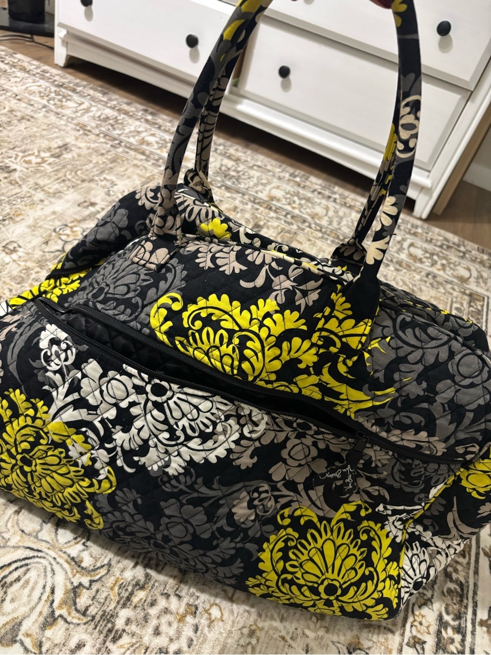 Vera Bradley Black, Yellow & Cream Quilted Travel Bag